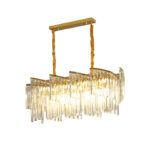 Rectangular Crystal Chandelier Gold Crystal Home Dining Room Chandelier Lighting Fixture