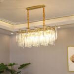 Rectangular Crystal Chandelier Gold Crystal Home Dining Room Chandelier Lighting Fixture - Image 2