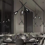 Fixture Nordic Design Grey Glass Lighting Black Aluminum Pendant Lamp For Restaurant - Image 4