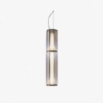 Modern minimalist living room pendant light with iron and glass lampshade long and slim luxurious and grand suitable for dining room