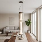 Modern minimalist living room pendant light with iron and glass lampshade long and slim luxurious and grand suitable for dining room - Image 6