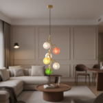 Designer creative colorful art lamp glass modern luxury round ball living room lamp bedroom long bar counter pendant lamp - Image 2