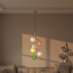 Designer creative colorful art lamp glass modern luxury round ball living room lamp bedroom long bar counter pendant lamp - Image 3