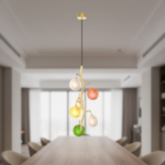 Designer creative colorful art lamp glass modern luxury round ball living room lamp bedroom long bar counter pendant lamp - Image 4