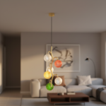 Designer creative colorful art lamp glass modern luxury round ball living room lamp bedroom long bar counter pendant lamp - Image 5
