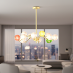 Designer creative colorful art lamp glass modern luxury round ball living room lamp bedroom long bar counter pendant lamp - Image 6