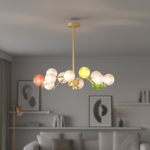 Designer creative colorful art lamp glass modern luxury round ball living room lamp bedroom long bar counter pendant lamp - Image 5