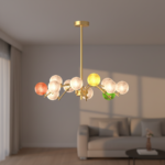 Designer creative colorful art lamp glass modern luxury round ball living room lamp bedroom long bar counter pendant lamp - Image 4