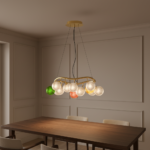Designer creative colorful art lamp glass modern luxury round ball living room lamp bedroom long bar counter pendant lamp - Image 2