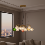 Designer creative colorful art lamp glass modern luxury round ball living room lamp bedroom long bar counter pendant lamp - Image 5