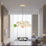 Designer creative colorful art lamp glass modern luxury round ball living room lamp bedroom long bar counter pendant lamp - Image 6
