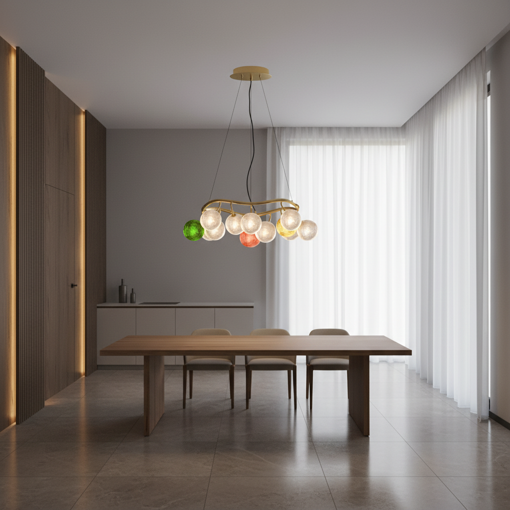 OGS-GPL417C (6) Designer creative colorful art lamp glass modern luxury round ball living room lamp bedroom long bar counter pendant lamp - Image 1