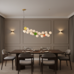 Designer creative colorful art lamp glass modern luxury round ball living room lamp bedroom long bar counter pendant lamp - Image 2