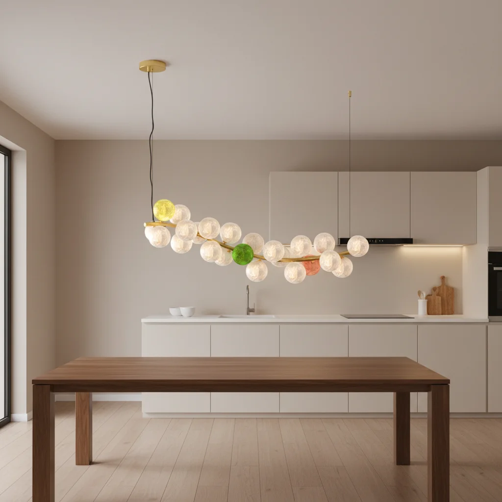 OGS-GPL417D (6) Designer creative colorful art lamp glass modern luxury round ball living room lamp bedroom long bar counter pendant lamp - Image 1