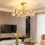 2025 New Arrival Living Room Decoration Light Fixture White Leaf LED Chandelier Ceiling Lamp - Image 2
