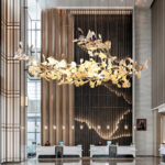Ginkgo Leaf Chandelier Art Restaurant Lamp Simple Master Bedroom Room Lamp - Image 2