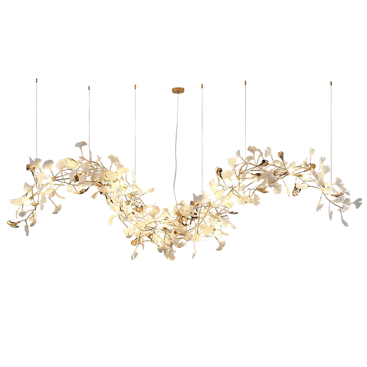 OGS-LD644F (1) Light Luxury Villa Duplex Restaurant Lamp Hotel Lobby Bar Ginkgo Leaf Living Room Chandelier - Image 1