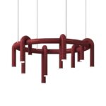 U-shaped Living Room Restaurant Bar Clothing Store Wine Red Wrought Iron LED Chandelier