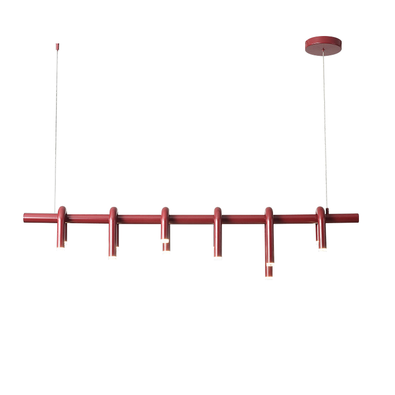 OGS-LD645B (1) Wine Red Metal U Shape Creative Dining Room Decoration Hanging Pendant Lamps Chandelier - Image 1