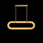 Marble full-copper chandelier French light luxury leather rectangular design for living room dining room bar study light - Image 4