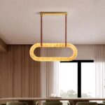 Marble full-copper chandelier French light luxury leather rectangular design for living room dining room bar study light - Image 3