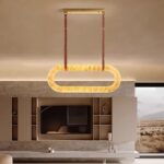 Marble full-copper chandelier French light luxury leather rectangular design for living room dining room bar study light - Image 2
