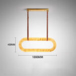 Marble full-copper chandelier French light luxury leather rectangular design for living room dining room bar study light - Image 6