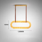 Marble full-copper chandelier French light luxury leather rectangular design for living room dining room bar study light - Image 5