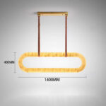 Marble full-copper chandelier French light luxury leather rectangular design for living room dining room bar study light - Image 7