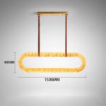 Marble full-copper chandelier French light luxury leather rectangular design for living room dining room bar study light - Image 8