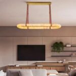 Modern minimalist imitation marble living room chandelier with a retro and luxurious touch exuding a sense of sophistication Designed for a hotel restaurant bar counter featuring a leather belt light - Image 2