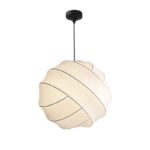 Circular Ball Decor Kitchen Hanging Light Indoor Soft Silk Fabric Pendant Light For Bedroom