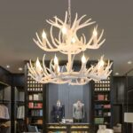 Resin Antler Deer Horn Pendant Light Fixture Chandelier Vintage Style Pendant Lamp - Image 2