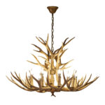 Vintage Rustic Art Deer Horn Chandelier Hanging Lamp Antique Resin Pendant Lamp