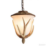 American Antler Chandelier Simple Ceiling Lamp Restaurant Antique Deer Horn Hanging Lamp