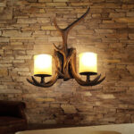 Indoor Decoration Glass Sconces Wall Light Hotel Bedroom Home Decor Resin Antler Wall Lamp - Image 2