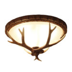 American Retro Antler Resin Round Ceiling Lamp Bedroom Entrance Corridor Lamp