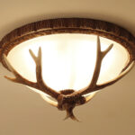 American Retro Antler Resin Round Ceiling Lamp Bedroom Entrance Corridor Lamp - Image 2