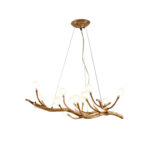 Vintage Rustic Tree Branch Glass Ball Chandelier Lighting Nordic Bar Resin LED Hanging Lamp
