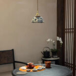 Chinese-style retro tea room tea table underglaze colored ceramic pendant lamp, traditional and nostalgic homestay bedside dining room pendant lamp - Image 6