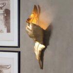 Full copper wall lamp - Luxury villa TV background wall lamp - Unique leaf-shaped wall lamp for duplex staircase passageway - Image 6