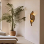 Full copper wall lamp - Luxury villa TV background wall lamp - Unique leaf-shaped wall lamp for duplex staircase passageway - Image 4